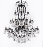Large Foyer Wrought Iron Chandelier with Crystal H60" X W52"