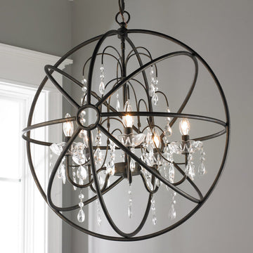 Crystal And Metal Orb Chandelier - F100-231