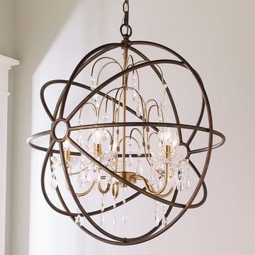 Crystal And Metal Orb Chandelier - F100-232