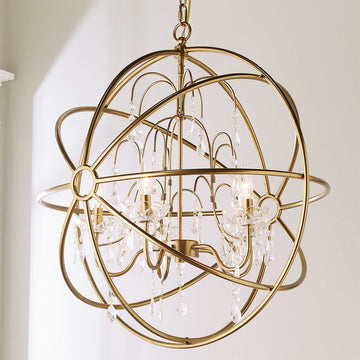 Crystal And Metal Orb Chandelier - F100-233
