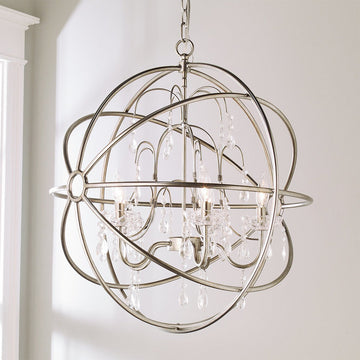 Crystal And Metal Orb Chandelier - F100-234