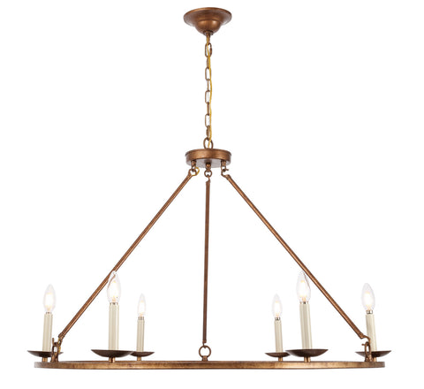 ZC121-LD6010D36G - Living District: Maine 6 light Vintage Gold chandelier