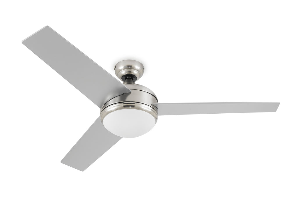 Brushed Steel Ceiling Fan - Integrated with 20W 3000k LED Light Kit - Indoor/Outdoor Ceiling Fan - G7-5126