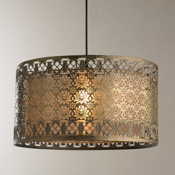 Filigree Lotus Metal Shade Pendant - F100-287