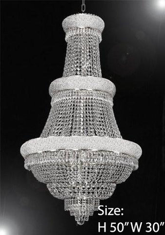 Empire Chandelier Lighting W/ Swarovski Crystal 30"X50" - Perfect For An Entryway Or Foyer - A500-Silver/448/21Sw