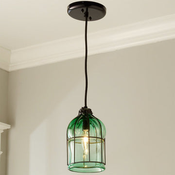 Hand Blown Glass Cage Pendant - F100-419