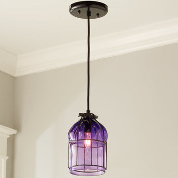 Hand Blown Glass Cage Pendant - F100-421