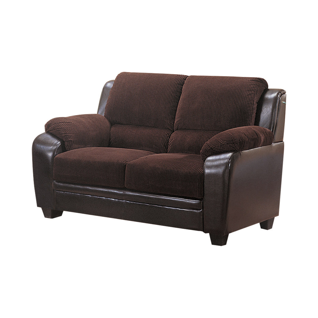 Set of 3 - Monika Upholstered Stationary Sofa + Loveseat +Chair Chocolate - D300-10015