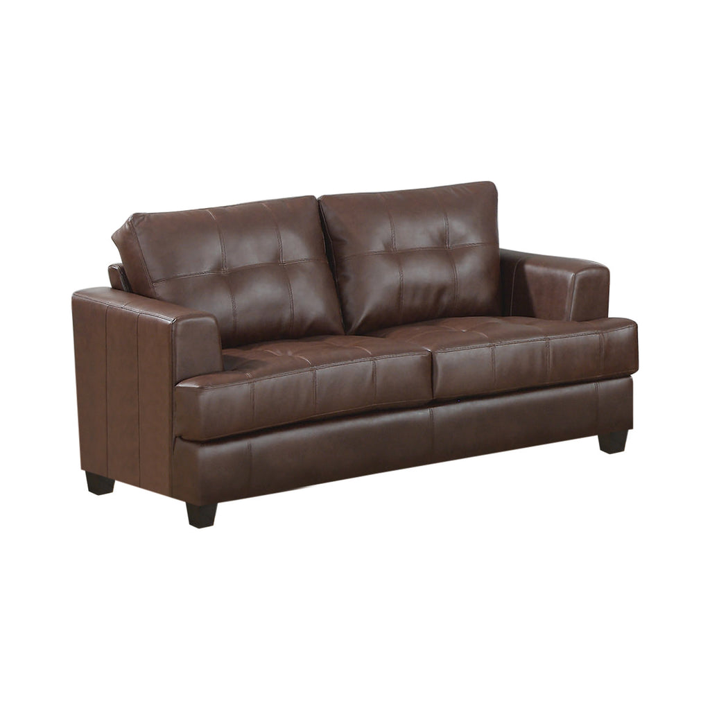 Set of 2 - Samuel Tufted Sofa + Loveseat Dark Brown - D300-10022