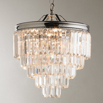 Modern Faceted Glass Layered Mini Chandelier Convertible - F100-293