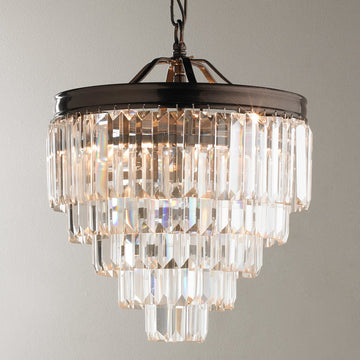 Modern Faceted Glass Layered Mini Chandelier Convertible - F100-292