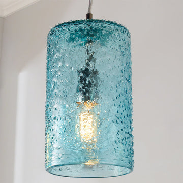 Pebbled Glass Cylinder Pendant - F100-221