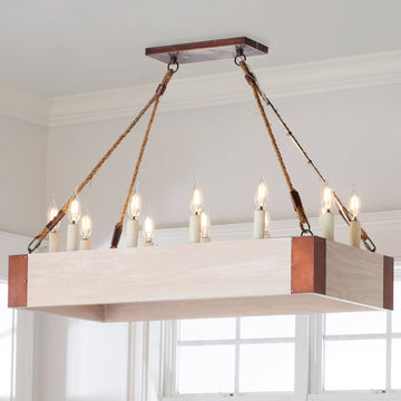 Rectangular Oak Farmhouse Chandelier - F100-502