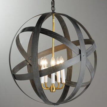 Rustic Metal Strap Globe Lantern 5 Lt - F100-243