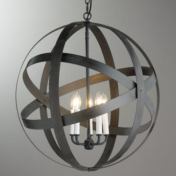 Rustic Metal Strap Globe Lantern 5 Lt - F100-244