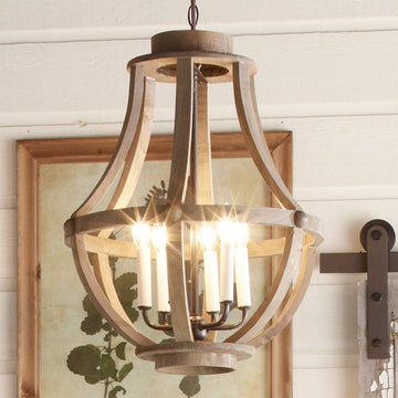 Rustic Wood Basket Lantern - Large - F100-171