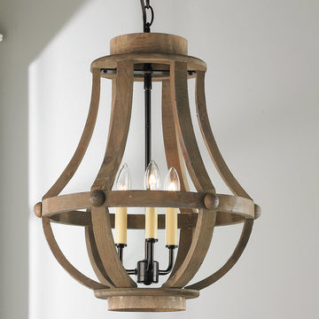 Rustic Wood Basket Lantern - Small - F100-183