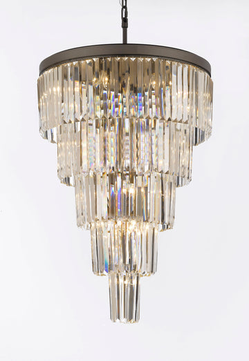 Inspired Odeon Style Crystal Glass Fringe 5 Tier Chandelier H 35" W 26" - A7-1100/24