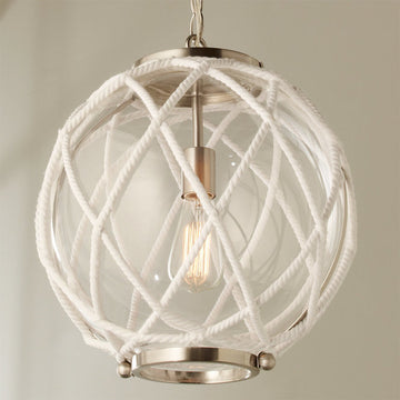 White Rope Globe Pendant - F100-198