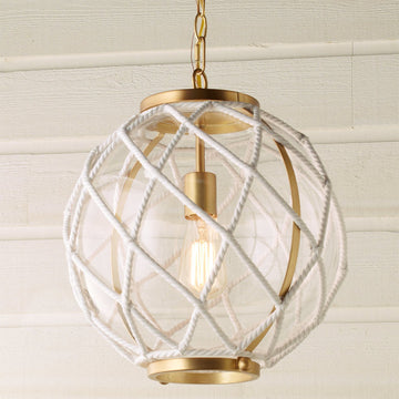 White Rope Globe Pendant - F100-200