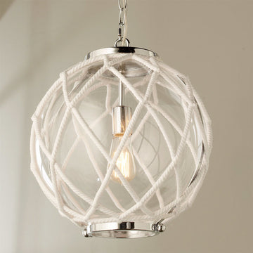 White Rope Globe Pendant - F100-199