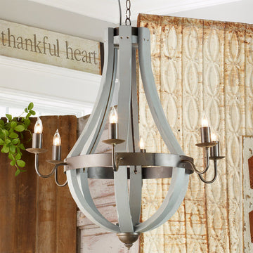 Wooden Wine Barrel Stave Chandelier - F100-119