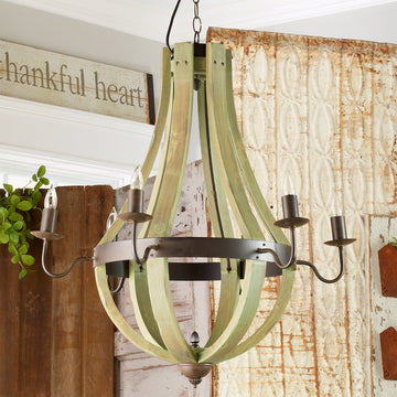 Wooden Wine Barrel Stave Chandelier - F100-120
