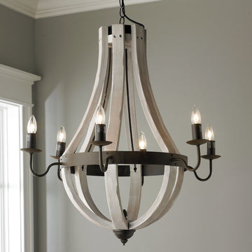 Wooden Wine Barrel Stave Chandelier - F100-122